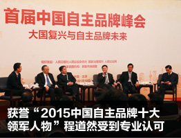获誉“2015中国自主品牌十大领军人物”  程道然受到专业认可